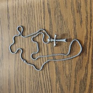 Matte Metal Cross Mens Women's Necklace